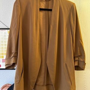 Babaton Brown Blazer with Three-Quarter Sleeves